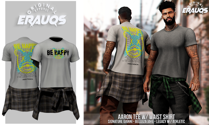 [ ERAUQS ] - Aaron Tee w/  Waist Shirt - 01