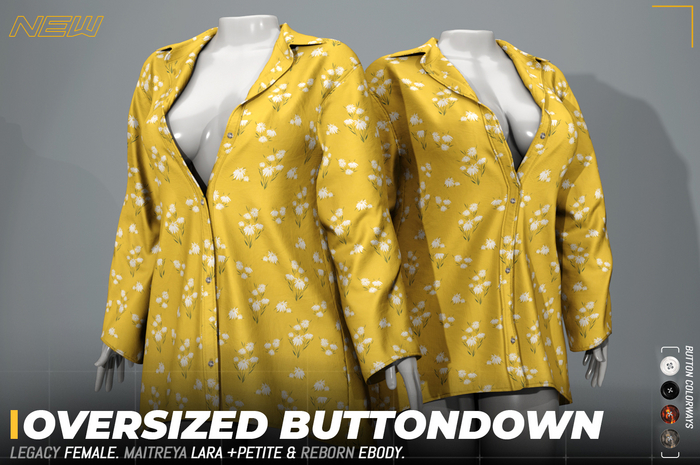 WAZ -  Oversized Buttondown Shirt (Yellow Daisey)