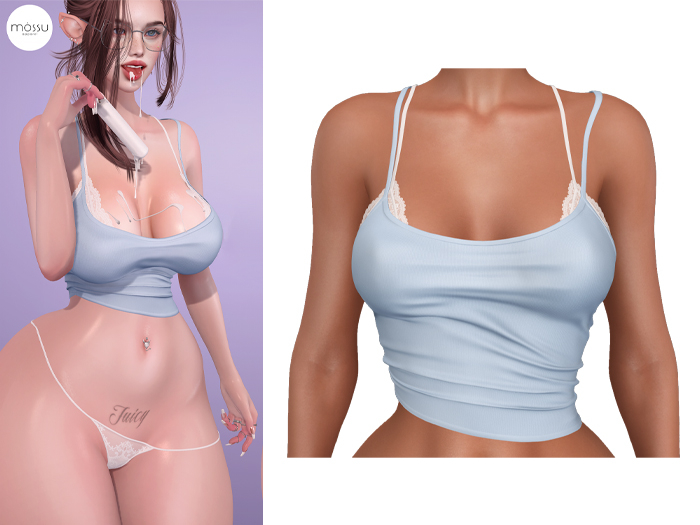 Mossu - Phoebe Top - Light Blue