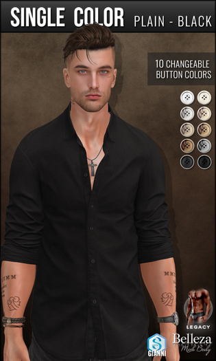 {COLD-ASH} JOEL Rolled Up Shirt (single-Black)
