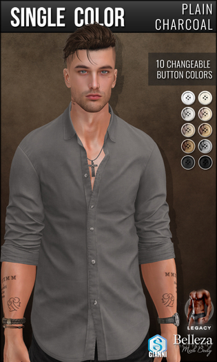 {COLD-ASH} JOEL Rolled Up Shirt (single-Charcoal)