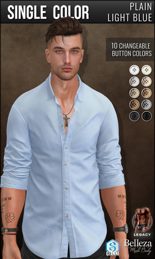 {COLD-ASH} JOEL Rolled Up Shirt (single-LightBlue)