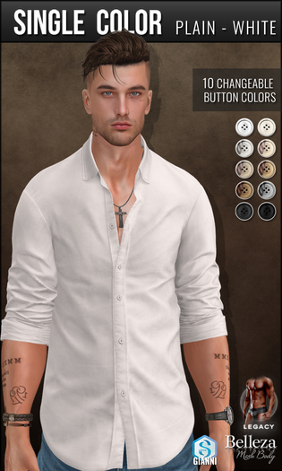 {COLD-ASH} JOEL Rolled Up Shirt (single-White)