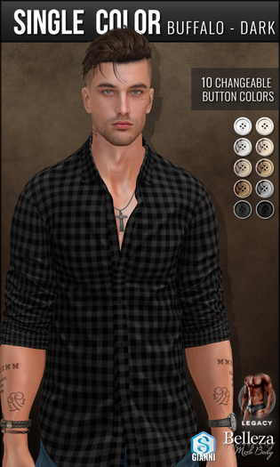 {COLD-ASH} JOEL Rolled Up Shirt (single-BuffaloDark)