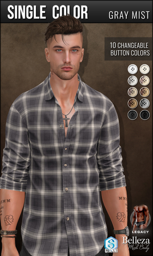 {COLD-ASH} JOEL Rolled Up Shirt (single-GrayMist)