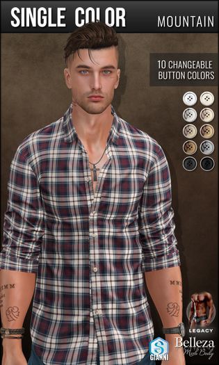 {COLD-ASH} JOEL Rolled Up Shirt (single-Mountain)