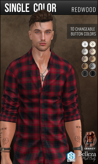 {COLD-ASH} JOEL Rolled Up Shirt (single-Redwood)