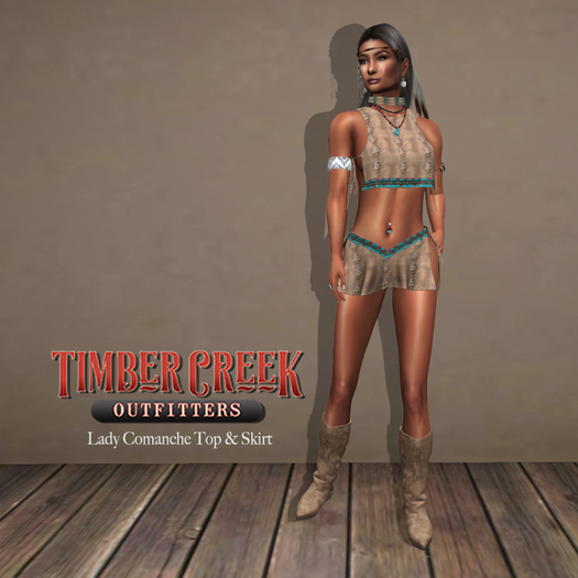 [Timber Creek] Lady Comanche Top & Skirt Ensemble-Pale