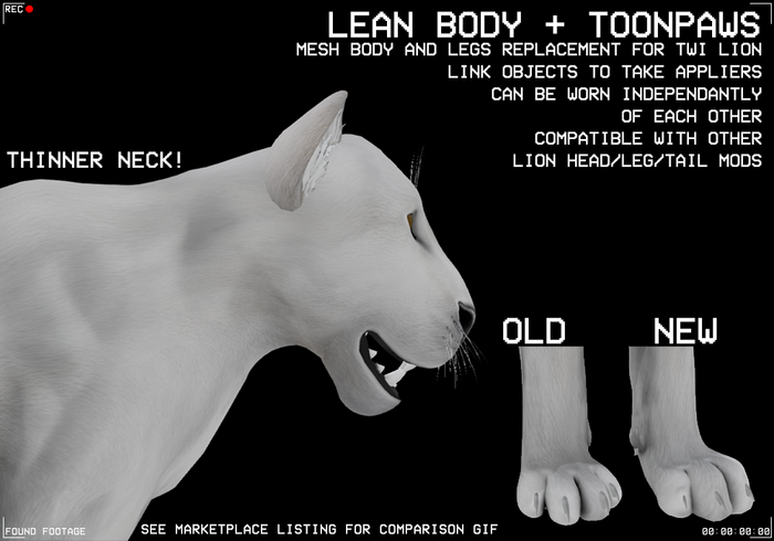 Found Footage - TWI Lion Bodymod - Lean Body and Toonpaws
