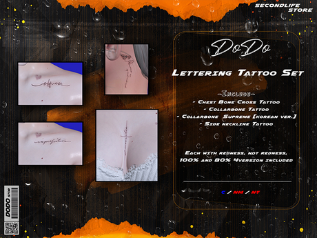 Second Life Marketplace - DODO - Lettering Tattoo Set [EvoX]