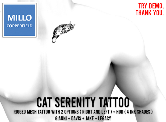Millo Copperfield - Rigged Mesh Cat Serenity Tattoo with HUD