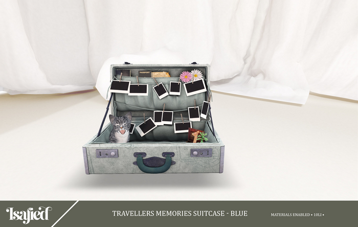 {Isafied} Travellers Memories Suitcase-Blue