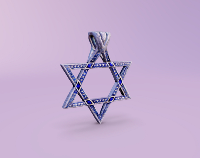 Blue Star of David Necklace