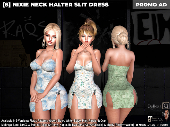 [S] Nixie Neck Halter Slit Dress Demo