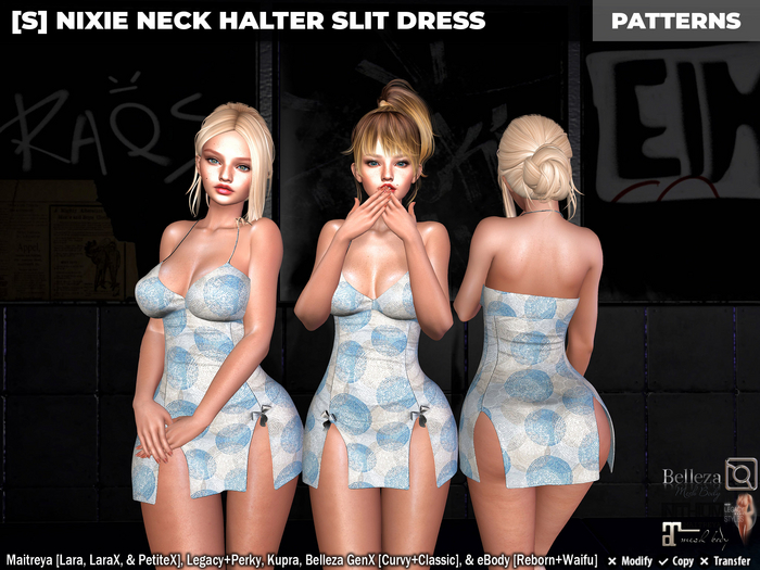 [S] Nixie Neck Halter Slit Dress Patterns