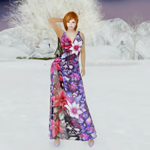 Piper Moda 'Poinsettia' silk print gown