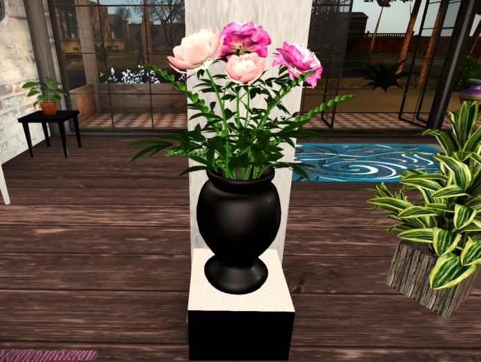 Pink Peonies in Black Vase resizable