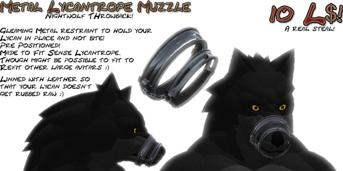 Metal Lycantrope Muzzle Throwback*Now5L$*!