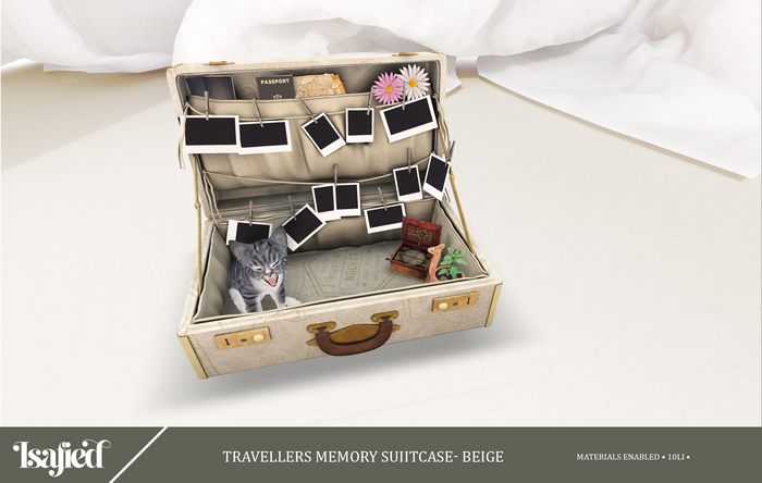 {Isafied}  Travellers Memory Suiitcase- Beige