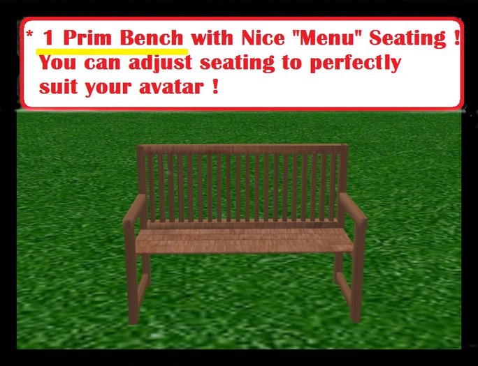 Backyard Bench - Maple -  Includes Seating Menu - ONLY 1 PRIM !