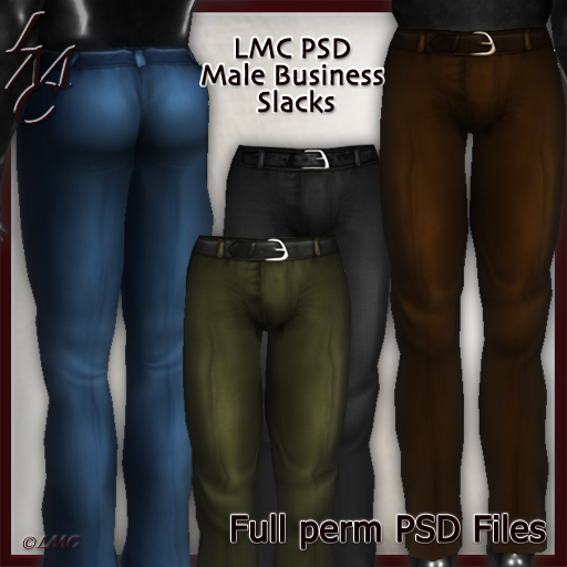 LMC Designer PSD Files  - Male Business Slacks - BOM