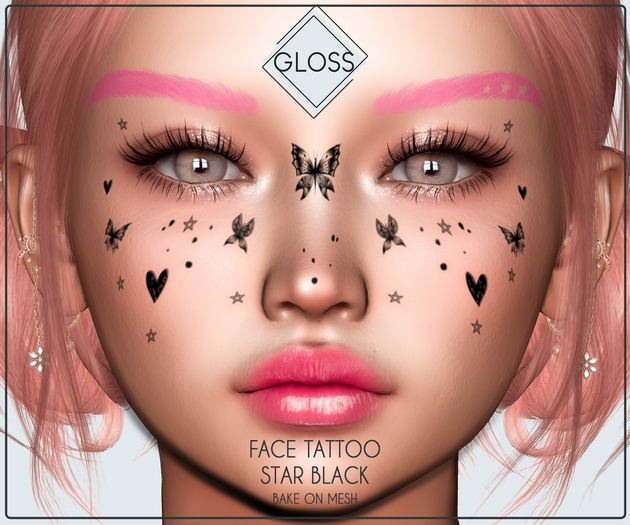 *Gloss* Face Tattoo Star - Black