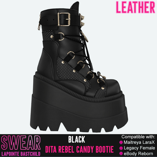 Platform Boots - Rebel Candy LEATHER BLACK