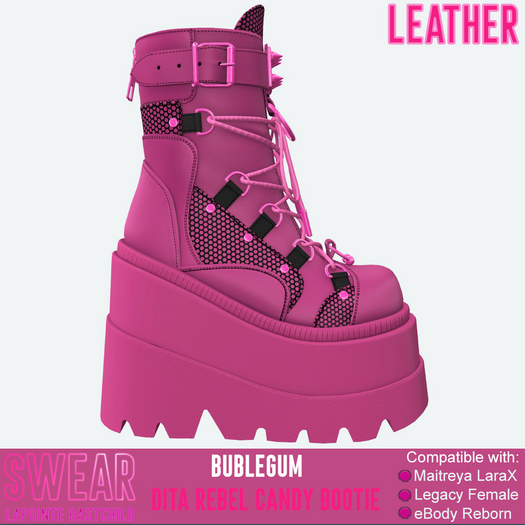 Platform Boots - Rebel Candy LEATHER BUBBLEGUM