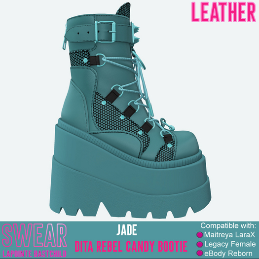 Platform Boots - Rebel Candy LEATHER JADE
