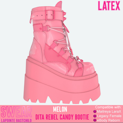 Platform Boots - Rebel Candy LATEX MELON