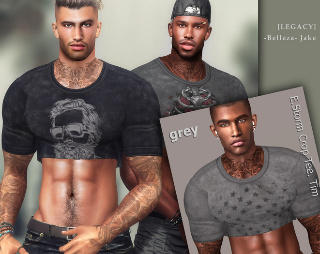 E.Storm Crop Tee. Tim grey