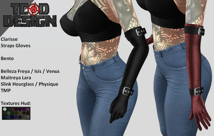 Straps Gloves Bento ~ Clarisse (Hud 21 textures) ~ Mesh