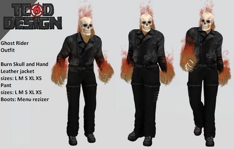 Second Life Marketplace - Outfit Man - Ghost Rider / Mesh