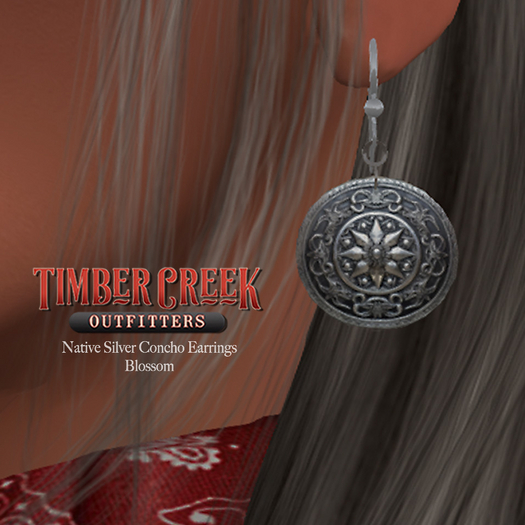 [Timber Creek] Native Silver Concho Earrings-Blossom