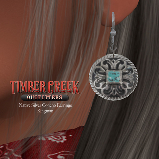 [Timber Creek] Native Silver Concho Earrings-Kingman