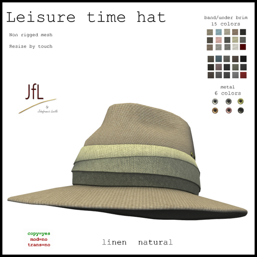 JfL Leisure time hat-linen natural-BOXED
