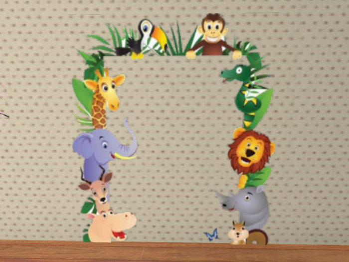 Animal safari door window border wall art