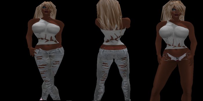 *Dani's*  Ripped Ripped White w/Panties
