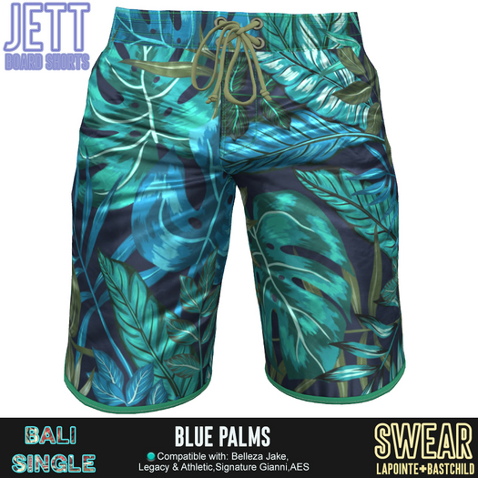Board Shorts - Jett Graphics - BLUE PALMS