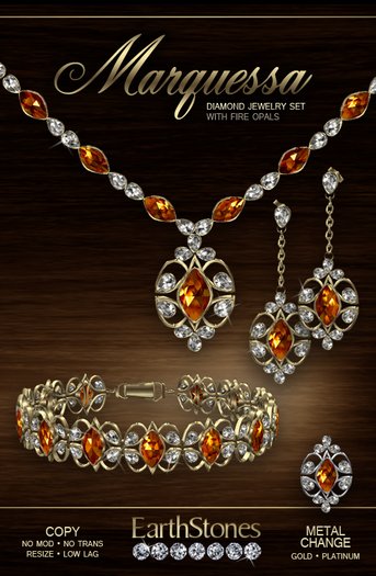 EarthStones Marquessa Jewelry Set - Fire Opal