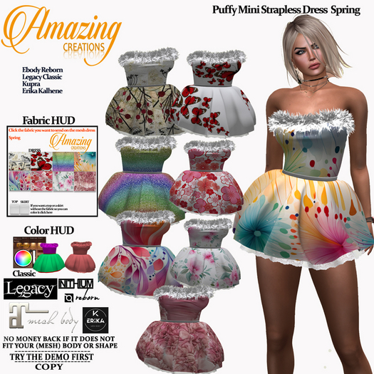 Mini Strapless Dress - AmAzInG CrEaTiOnS Puffy Mini Strapless Dress Spring