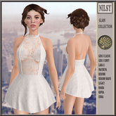 LACE FRONT WHITE HALTER DRESS