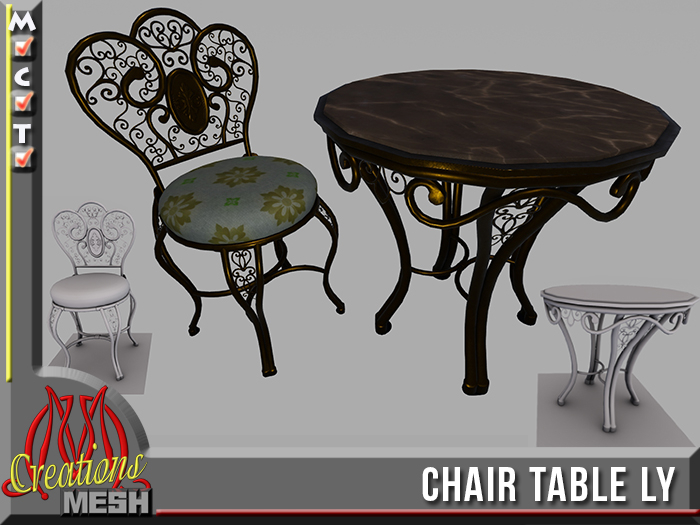 |Chair |Table |Furniture |PBR Chair Table LY  Full Perm Mesh