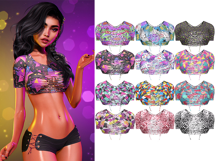 Cris Ripped Top 2.0 [80s Pack] - Maitreya Lara • LaraX • Petite • PetiteX • Legacy • Reborn Clothing