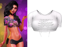 Cris Ripped Top 2.0 [White] - Maitreya Lara • LaraX • Petite • PetiteX • Legacy • Reborn Clothing