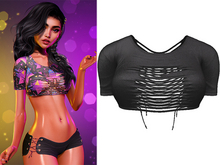 Cris Ripped Top 2.0 [Black] - Maitreya Lara • LaraX • Petite • PetiteX • Legacy • Reborn Clothing