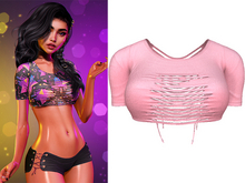 Cris Ripped Top 2.0 [Light Pink] - Maitreya Lara • LaraX • Petite • PetiteX • Legacy • Reborn Clothing