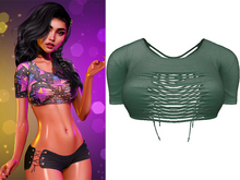 Cris Ripped Top 2.0 [Emerald] - Maitreya Lara • LaraX • Petite • PetiteX • Legacy • Reborn Clothing
