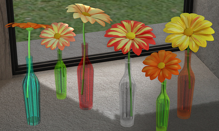 full perm handpainted flower in bottle Li1