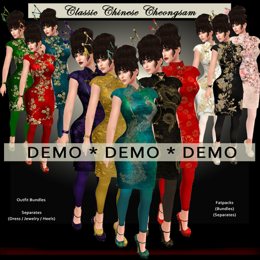 C&F Classic Chinese Cheongsam Outfit Bundle (Dress & Heels) Demo 2024